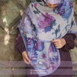 روسری نخی بنفش آبرنگی