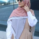 روسری نخی تمیس آبی