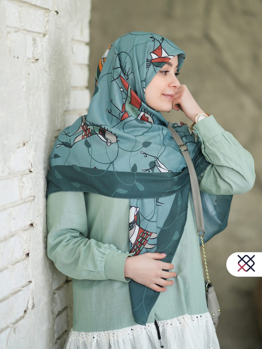 روسری ماران سبز کبریتی نخ ابریشم