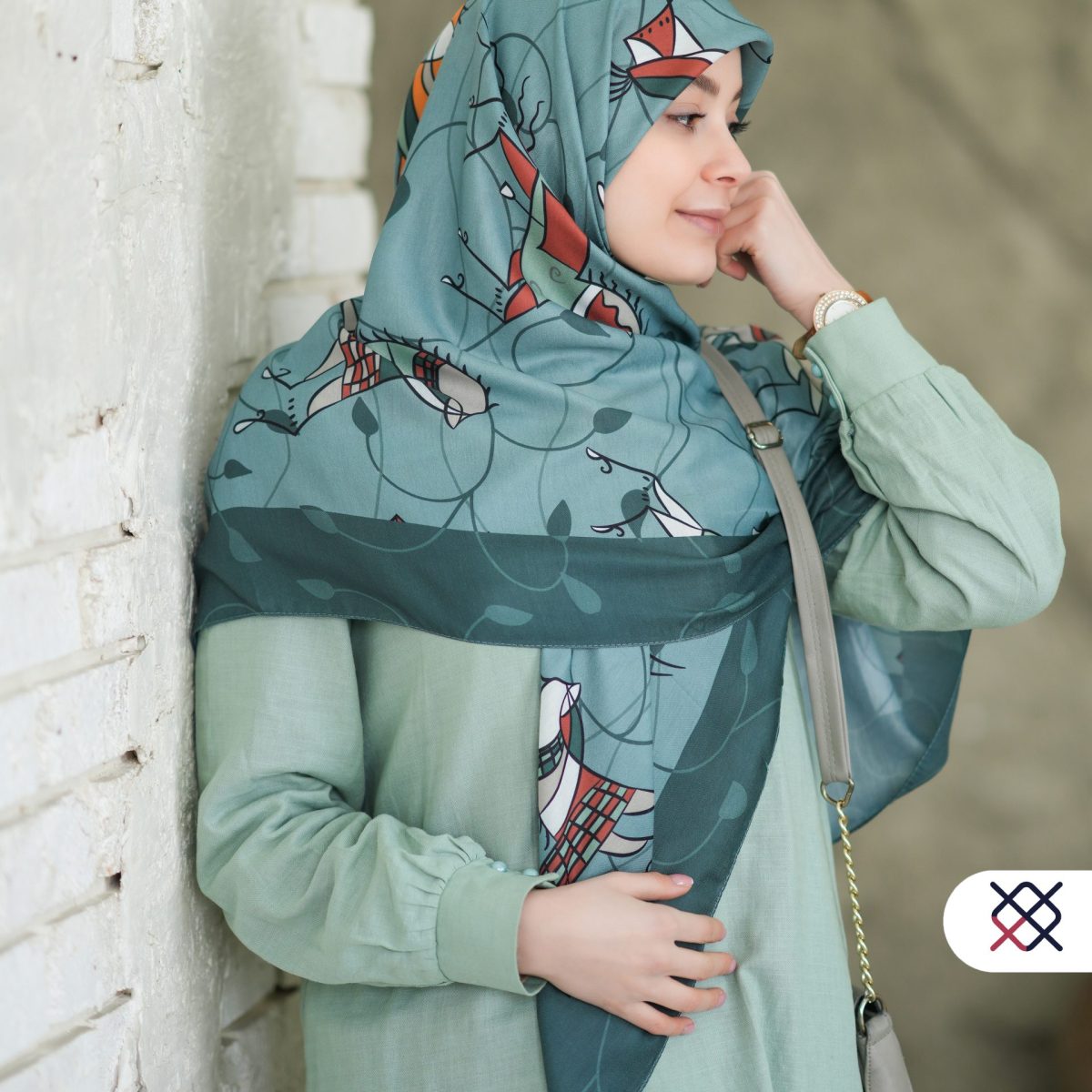 روسری ماران سبز کبریتی نخ ابریشم