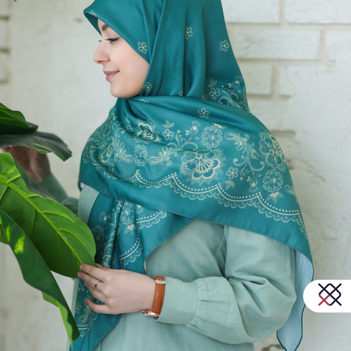 روسری نخ ابریشم سبز