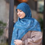 روسری اوساکا آبی نخ ابریشم