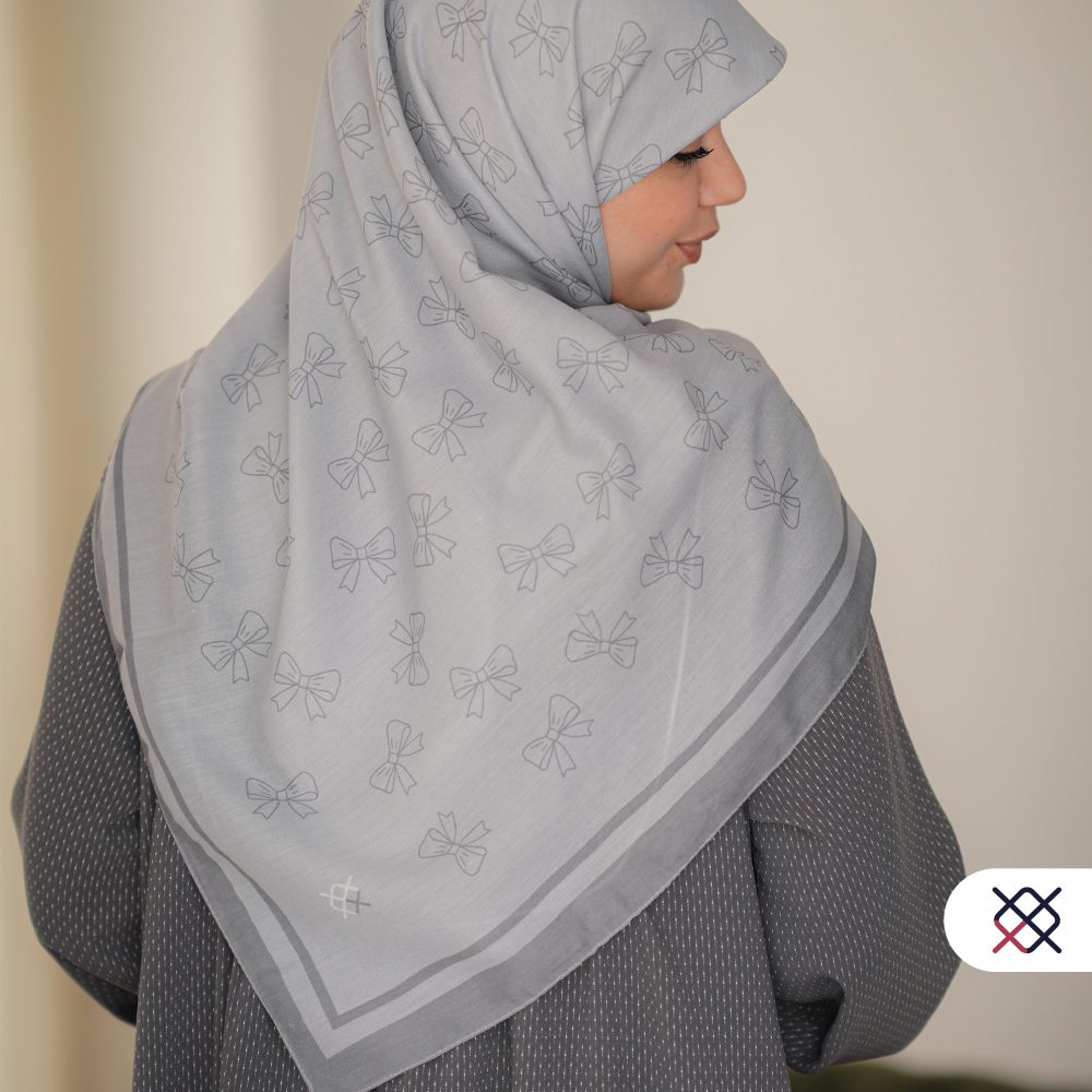 روسری پاپیونیان طوسی نخی