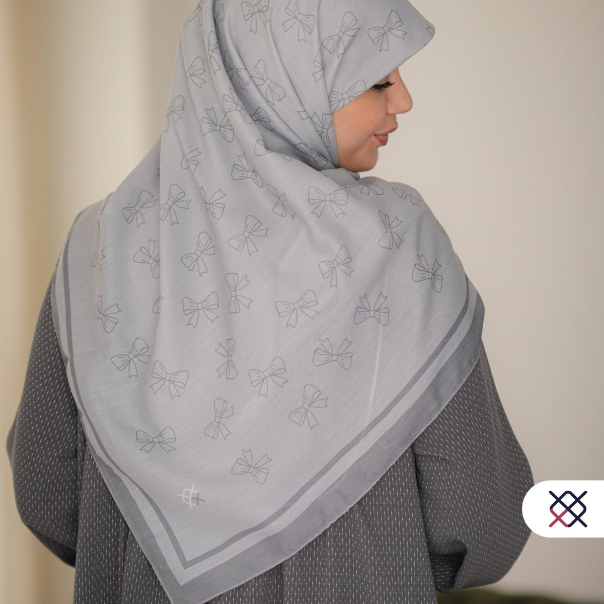 روسری پاپیونیان طوسی نخی