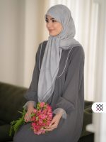 روسری پاپیونیان طوسی نخی