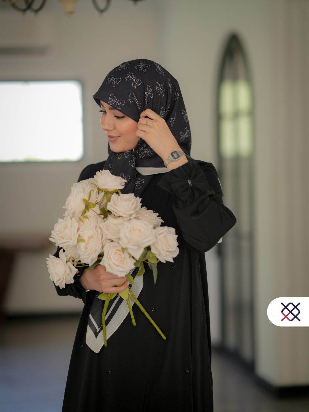 روسری پاپیونیان مشکی نخی