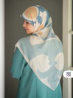 روسری فیروزی نخی حصیری