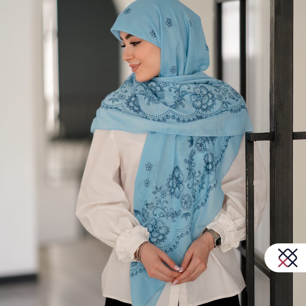روسری اوساکا آبی (سبدی)