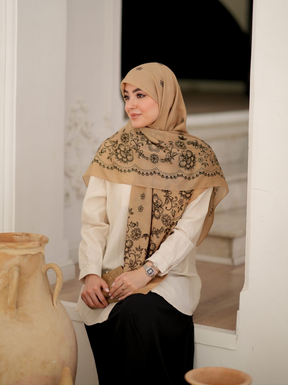 روسری اوساکا کرم (سبدی) - Image 1
