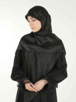 روسری ژاکارد لمه دار خورشیدی مشکی